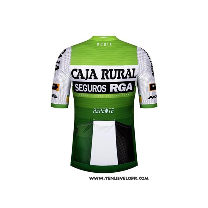 2020 Maillot Ciclismo Caja Rural Blanc Vert Manches Courtes et Cuissard